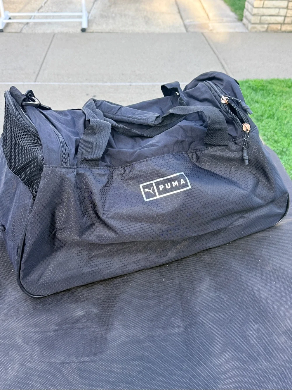 PUMA Black Duffel Bag with White Logo